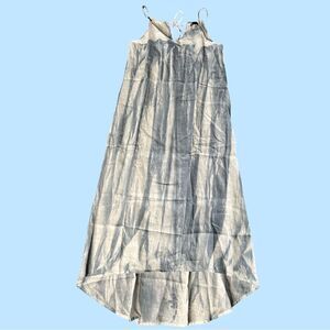 REVOLVE Krisa High-Low Linen Halter Tie Maxi Dress, White/Steel Blue. Small. NWT